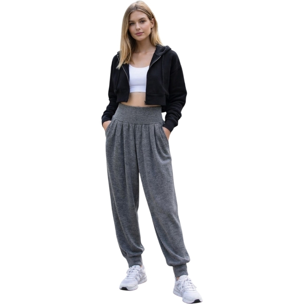 LIT Knit Pants Women Medium Grey Slouchy Loungewear Minimalist